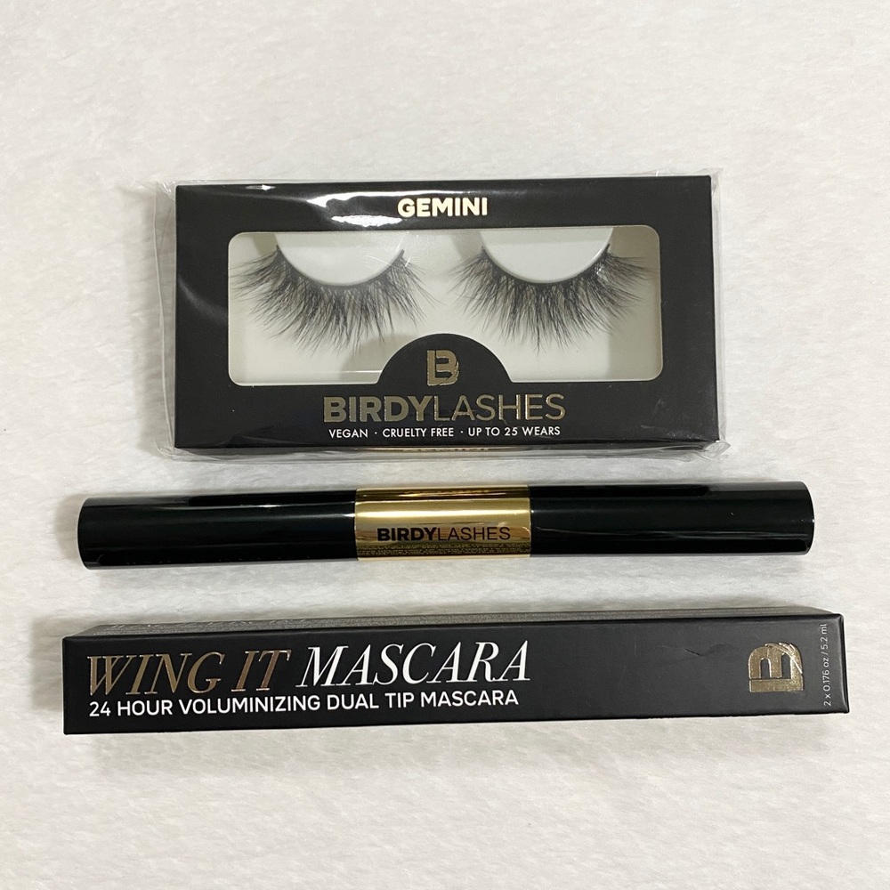 Birdy Lashes Gemini Premium Faux Mink Lashes & Wing It Dual Ended Mascara